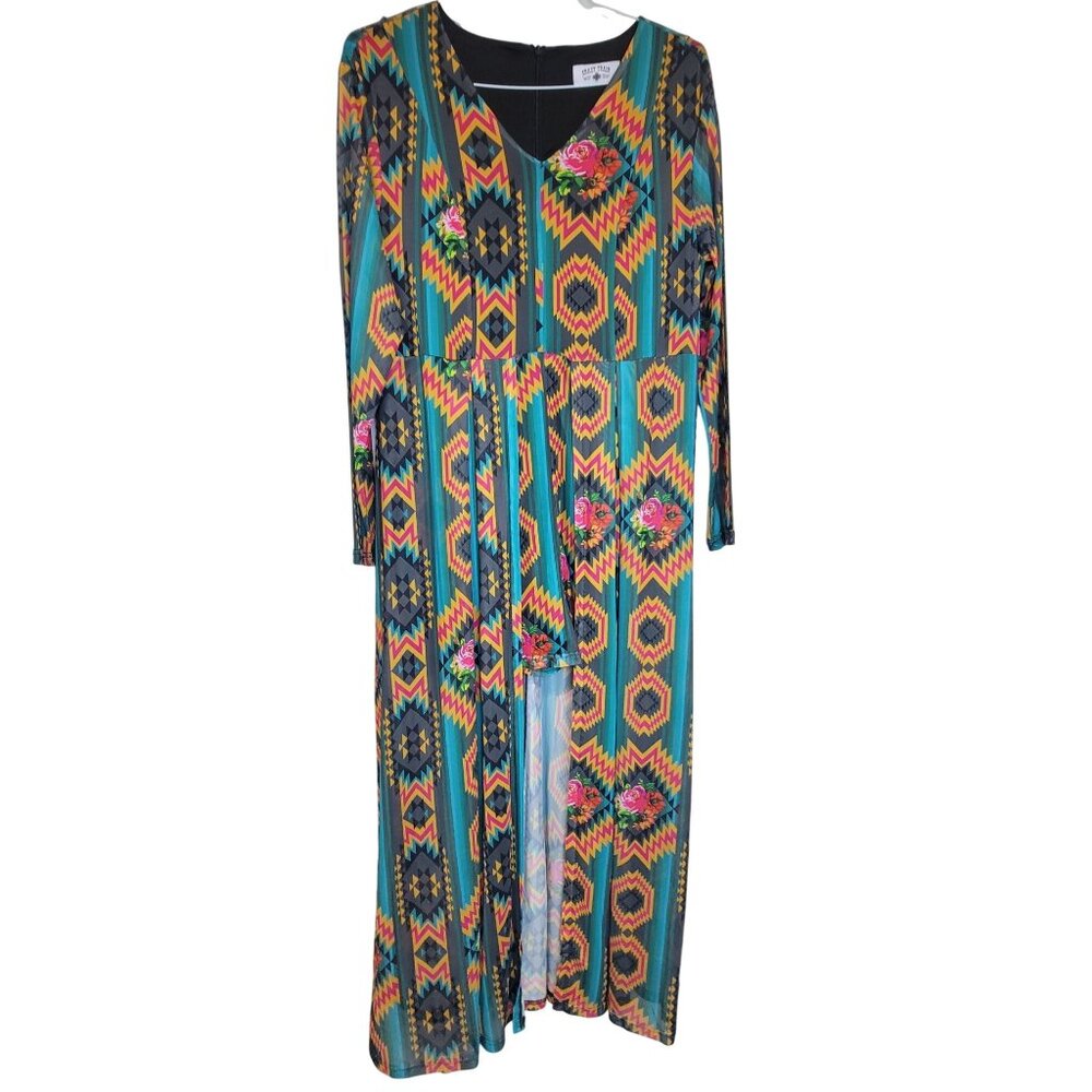 Crazy Train Jolie Romper Shorts Aztec Long Sleeve One Piece Womens Med - Picture 1 of 9